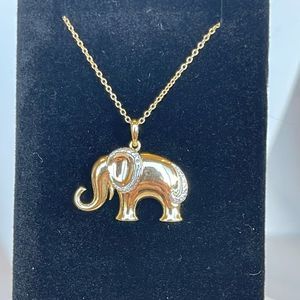 Dainty Lucky Elephant Trunk Up Elephant Pendant Necklace Crystal Rhinestones